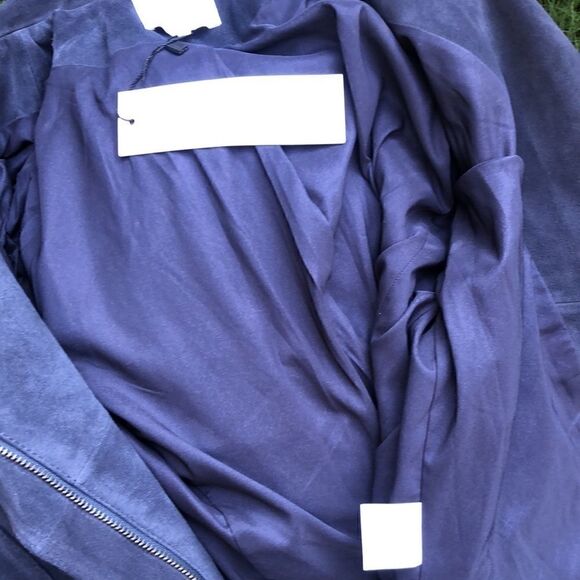 Parker Suede Moto Leather Jacket in Blue - Picture 11 of 16